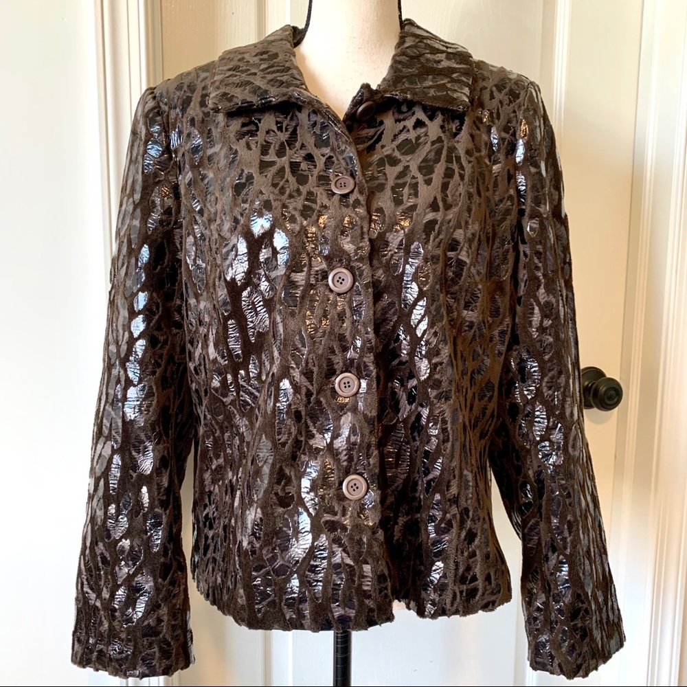 ERIN LONDON Faux Fur Leopard Print Jacket—SZ. Lg - Picture 1 of 15